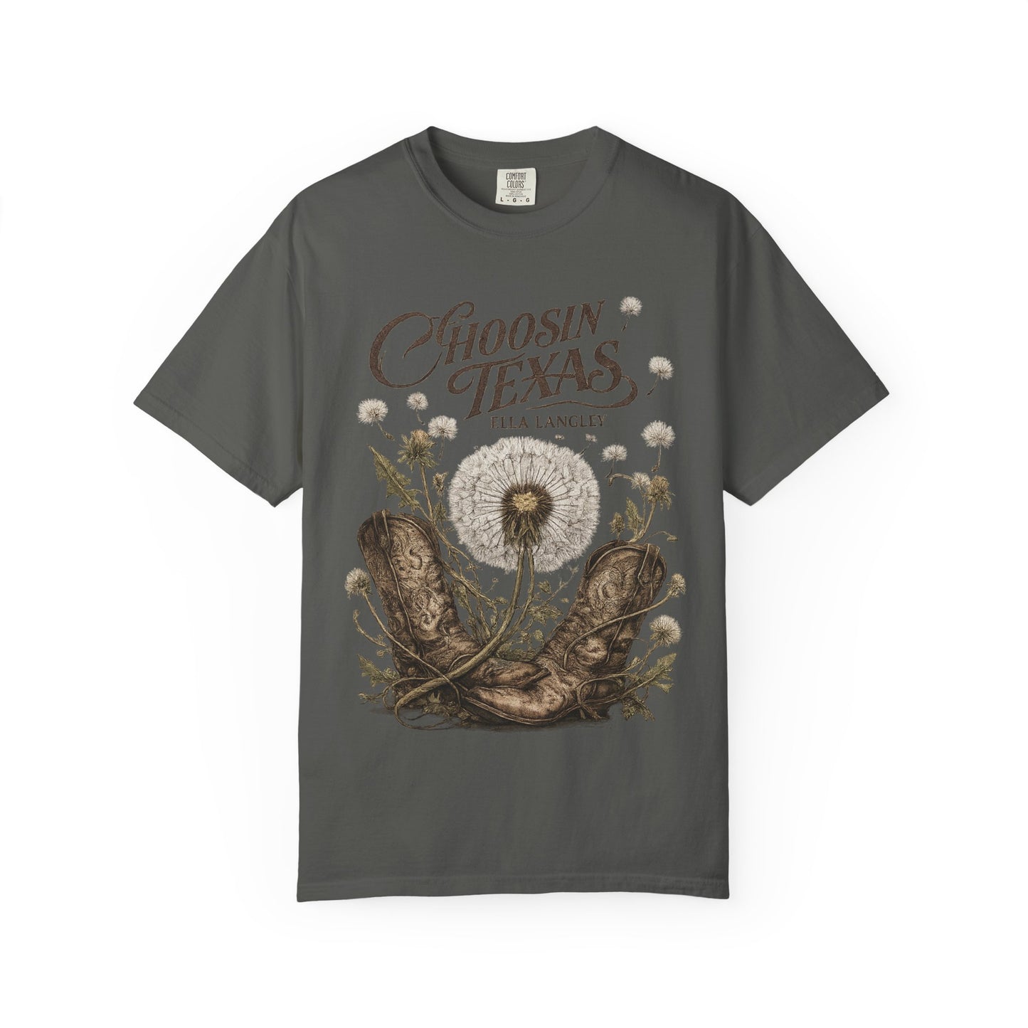 Choosin' Texas T-Shirt — Cowboy Boots & Dandelion Floral Graphic