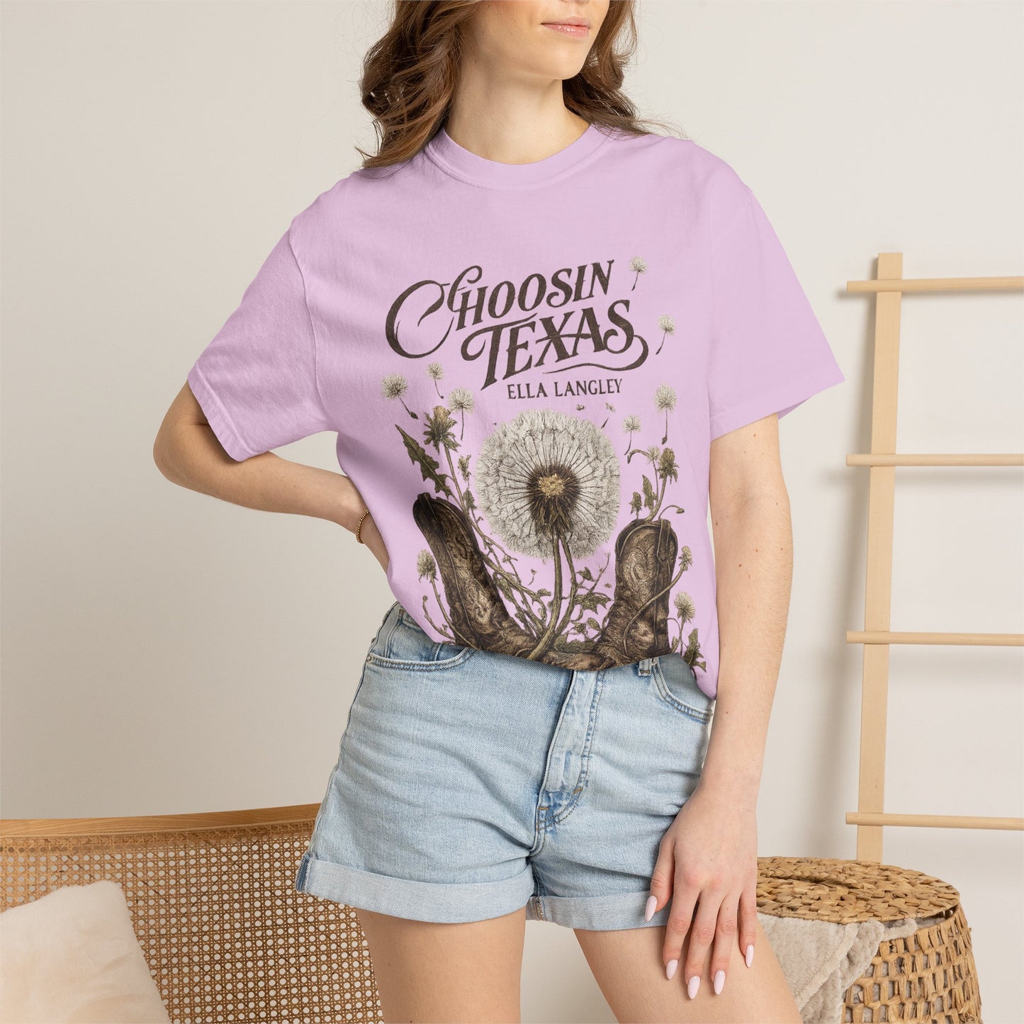 Choosin' Texas T-Shirt — Cowboy Boots & Dandelion Floral Graphic