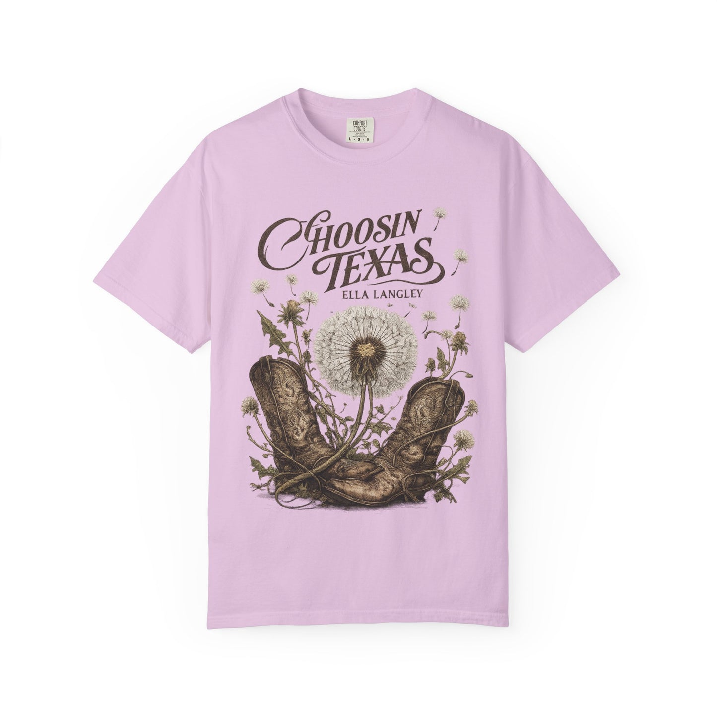 Choosin' Texas T-Shirt — Cowboy Boots & Dandelion Floral Graphic
