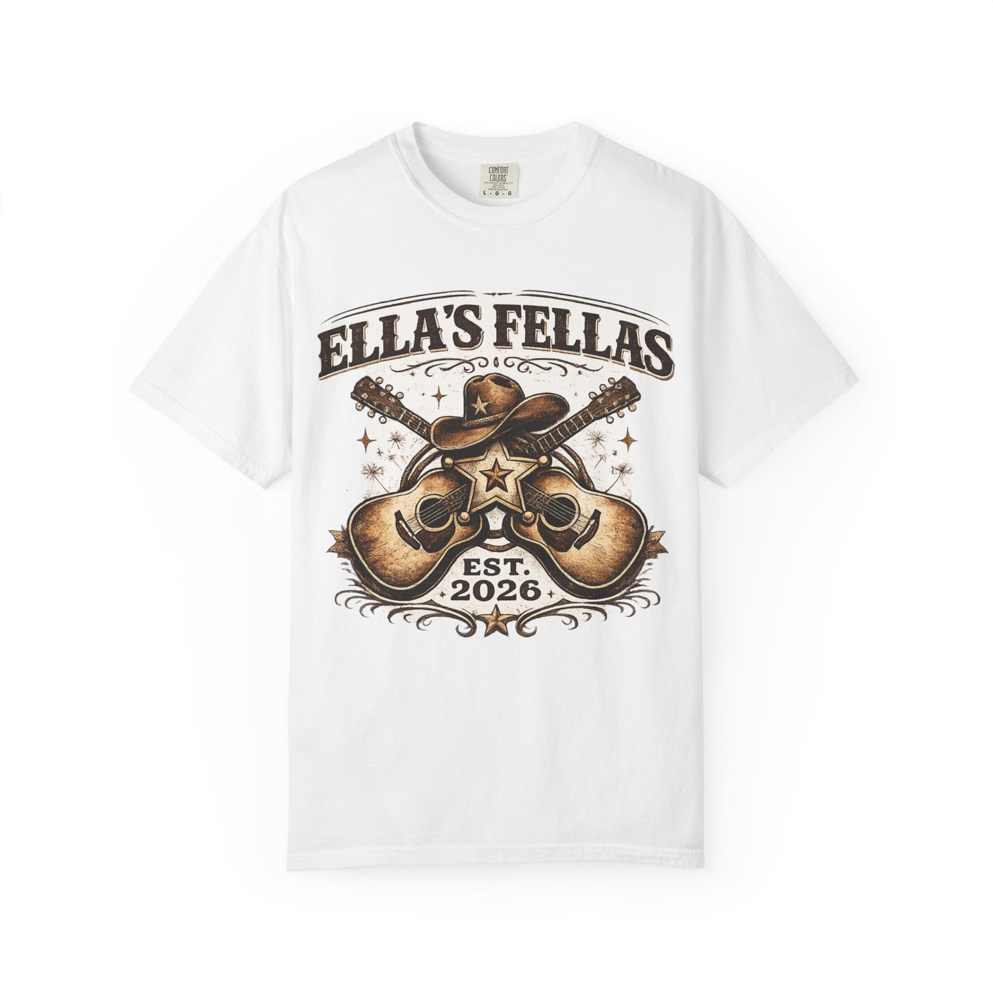 Ella's Fellas Guitar T-Shirt — Retro Country Music Band Tee (Est. 2026)