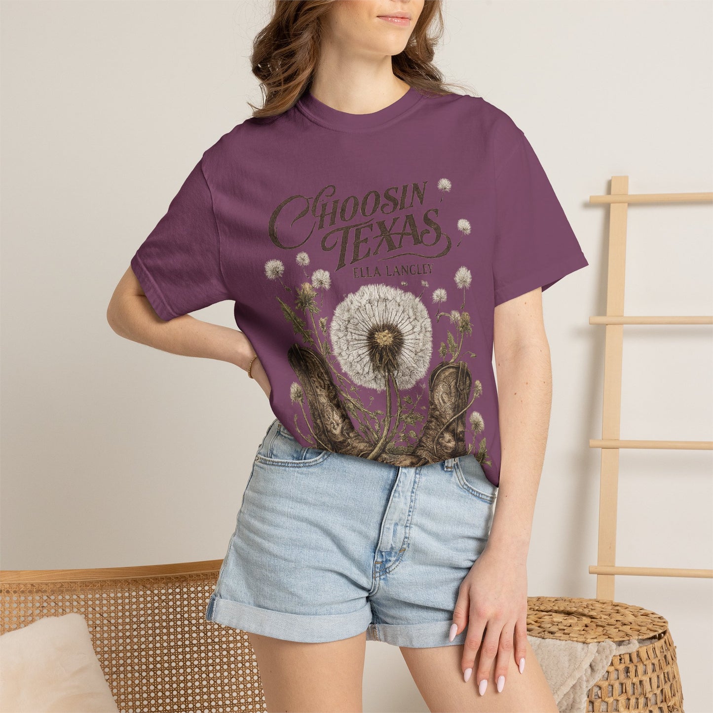 Choosin' Texas T-Shirt — Cowboy Boots & Dandelion Floral Graphic