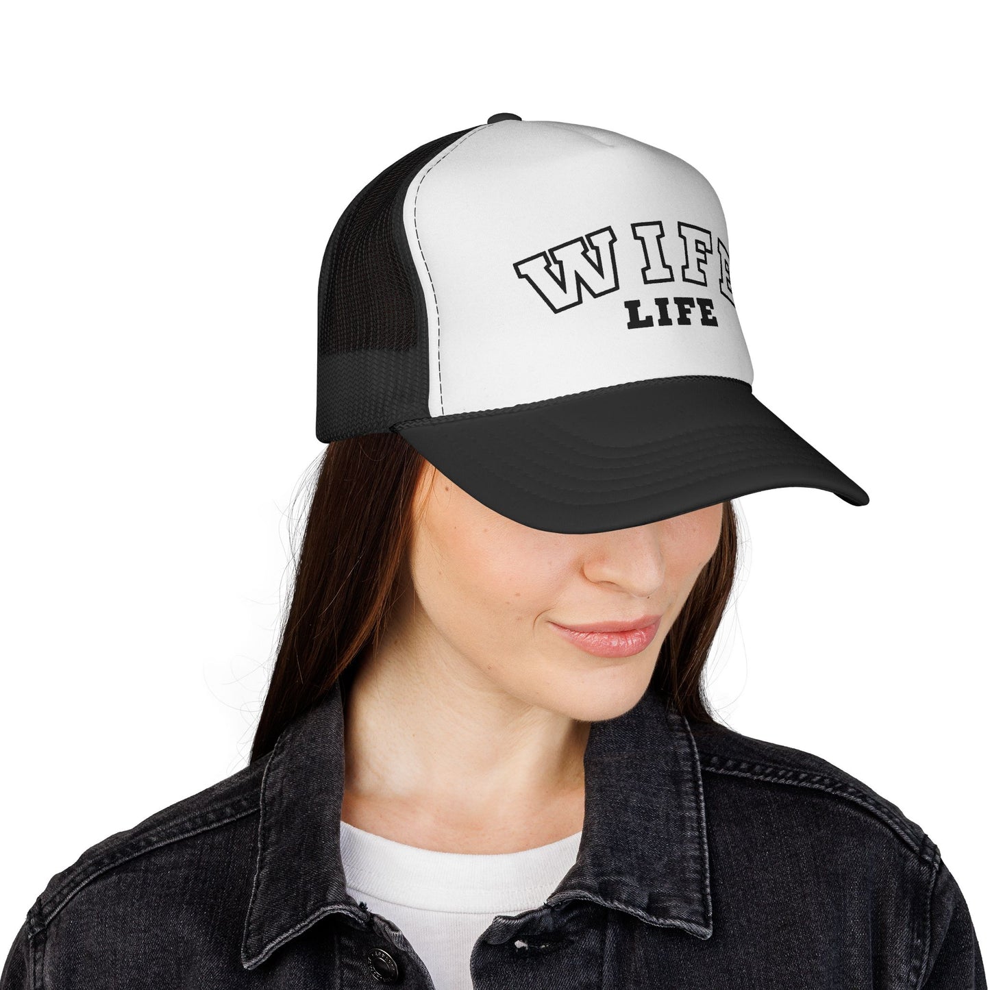 Wife Life Trucker Cap — Casual Mesh Hat for New Wives & Bridal Gifts