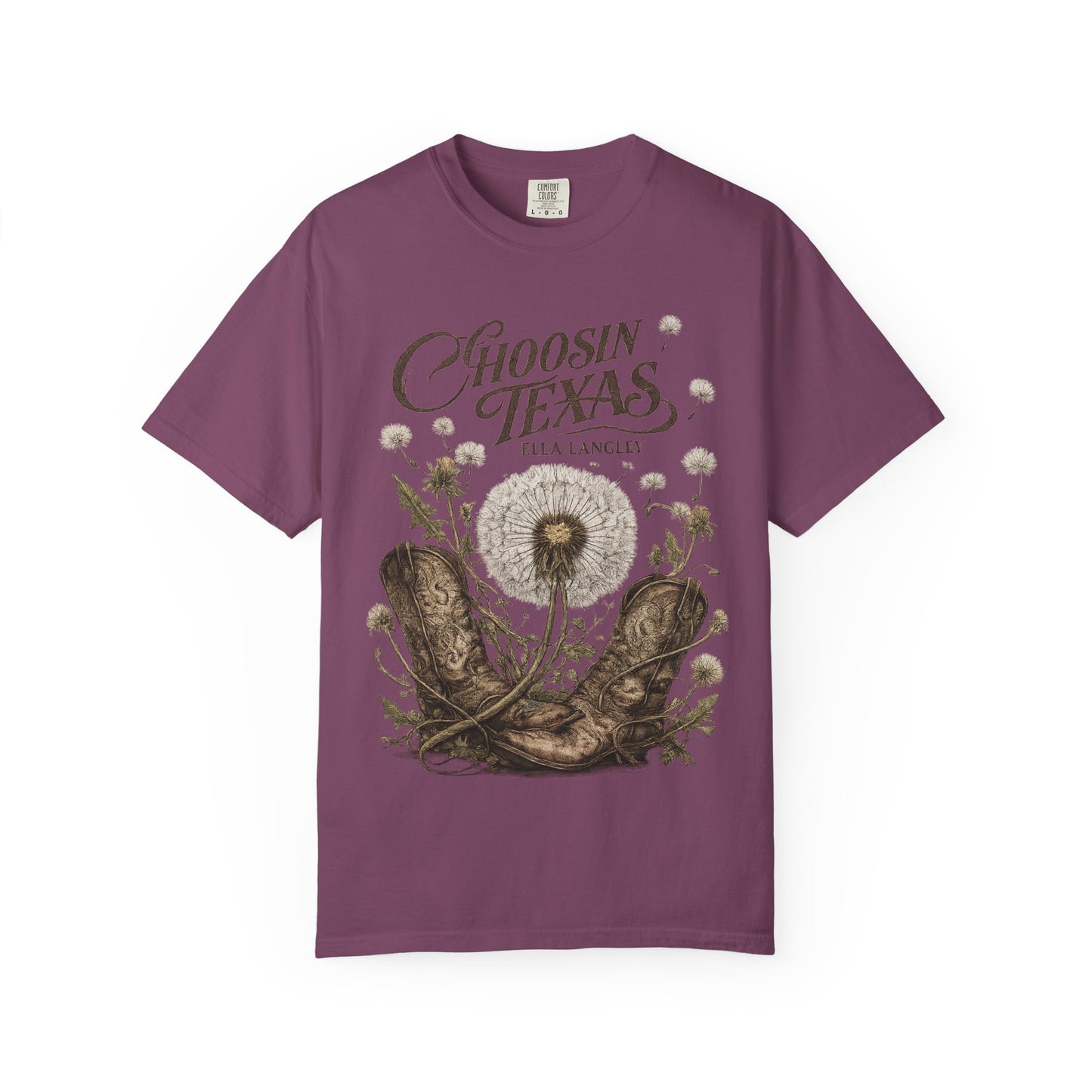 Choosin' Texas T-Shirt — Cowboy Boots & Dandelion Floral Graphic