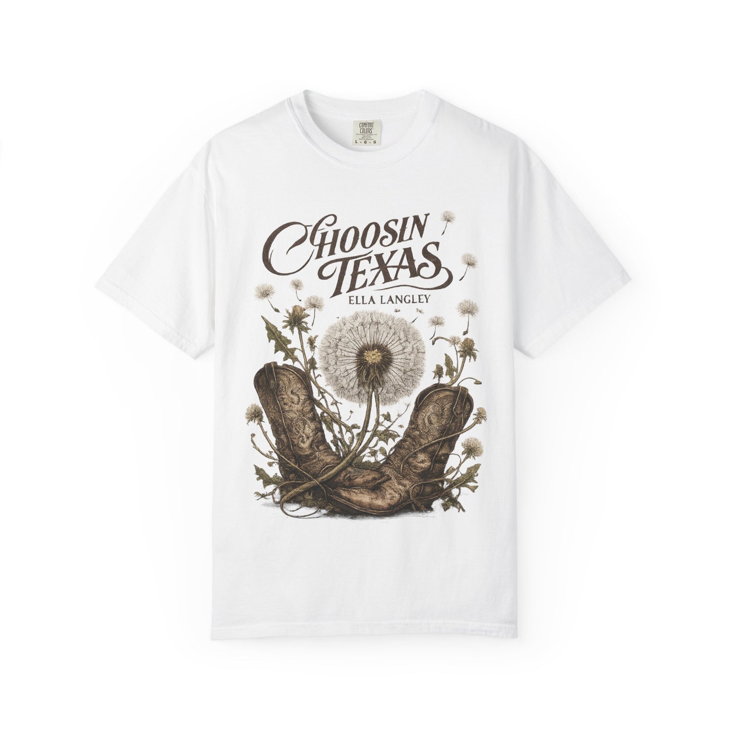 Choosin' Texas T-Shirt — Cowboy Boots & Dandelion Floral Graphic